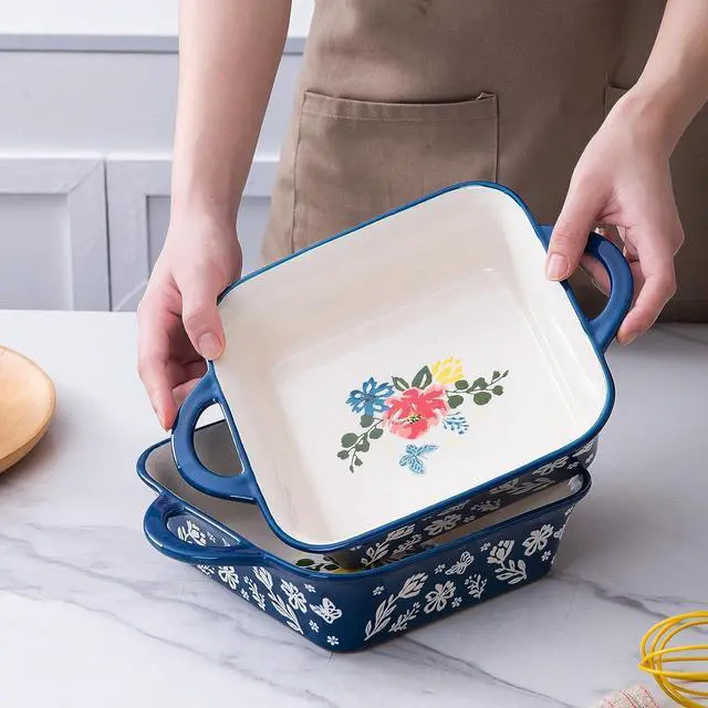 Alt view image 6 of 7 - Wisenvoy 8x8 Baking Pan Brownie Pan Casserole Dish Ceramic Baking Dish Casserole Dishes For Oven Square Baking Pan