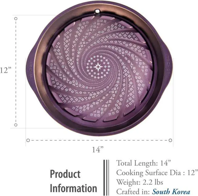 Alt view image 5 of 7 - TECHEF - Stovetop Korean BBQ Non-Stick Grill Pan, Made in Korea (Purple)