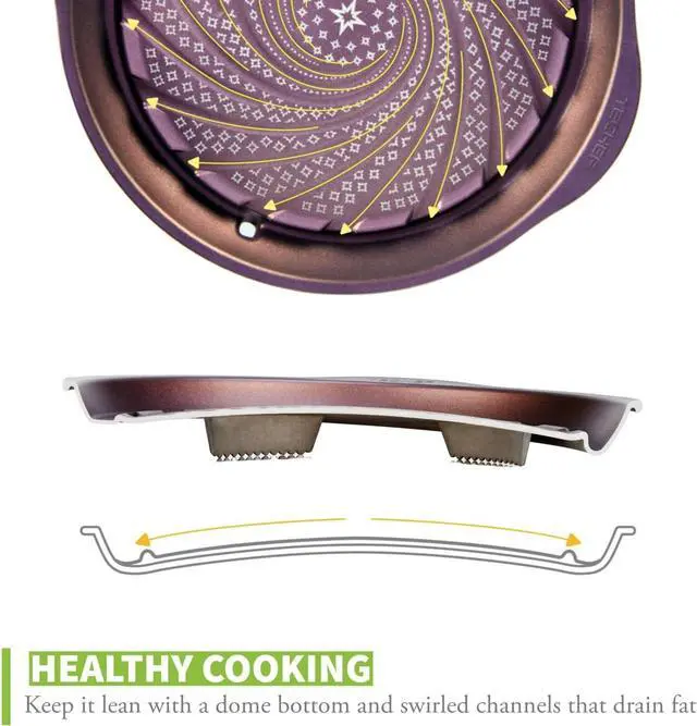 Alt view image 4 of 7 - TECHEF - Stovetop Korean BBQ Non-Stick Grill Pan, Made in Korea (Purple)