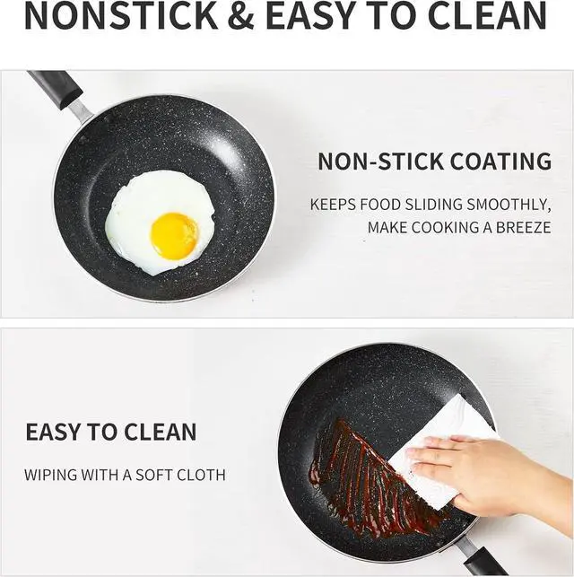 Alt view image 6 of 7 - Nonstick Frying Pan Set-3-Pieces Skillet Set Induction Compatible,8 Inch,9.5 Inch and 11 Inch