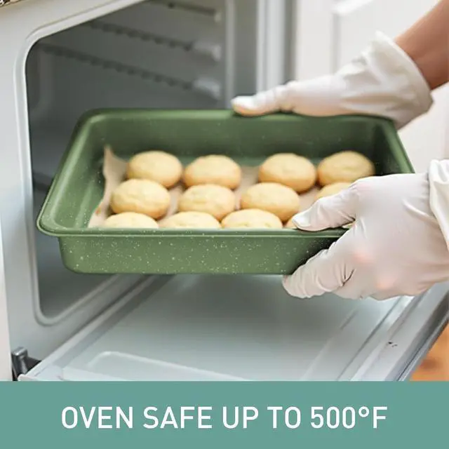 Alt view image 7 of 7 - MAISON ARTS 30 Piece Pots and Pans Set Non Stick, Kitchen Cookware & Bakeware Sets with Nonstick Granite Coating, Baking Tray, Frying Pan and Saucepan, Green