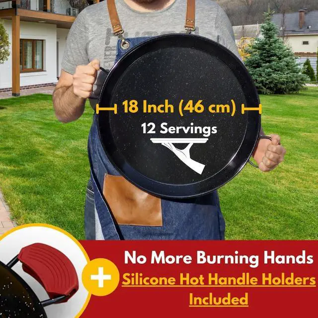 Alt view image 2 of 7 - Paella Pan  Enamelled, No-Rust Steel Skillet  Perfect for Propane & Gas Burners  Indoor & Outdoor Cooking Cacerola Paellera Sarten  18 Inch, for 12 Servings