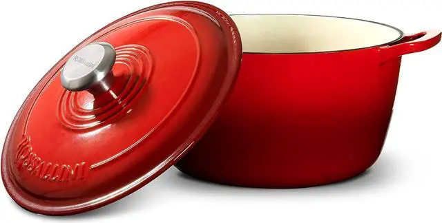 Alt view image 4 of 6 - Signature Enameled Cast Iron Dutch Oven, Non-Stick Serving Pot with Tight Fitting Lid for Perfect Roasting, Baking, Sauteing, and Bread Making | 2Q (1.9L) - Red