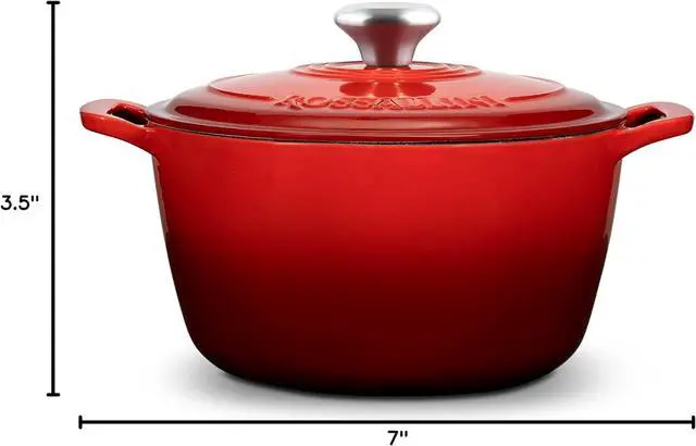 Alt view image 6 of 6 - Signature Enameled Cast Iron Dutch Oven, Non-Stick Serving Pot with Tight Fitting Lid for Perfect Roasting, Baking, Sauteing, and Bread Making | 2Q (1.9L) - Red