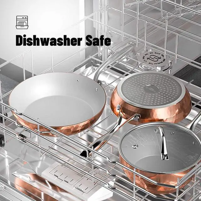 Alt view image 3 of 7 - COOKSMARK 10-Piece Diamond Nonstick Ceramic Induction Cookware Set Scratch-Resistant Pots and Pans Set with Lids, Dishwasher Safe Oven Safe, Copper