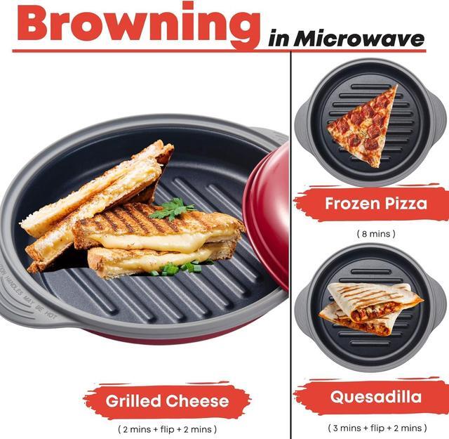 Alt view image 3 of 6 - MACONEE Microwave Grill Pan | Microwave Griller, Griddle & Crisper Pan with Lid for Grilling, Browning, and Crisping Foods Microwave Cookware for Grill Meat, Sandwich & Vegetable inside a Microwave