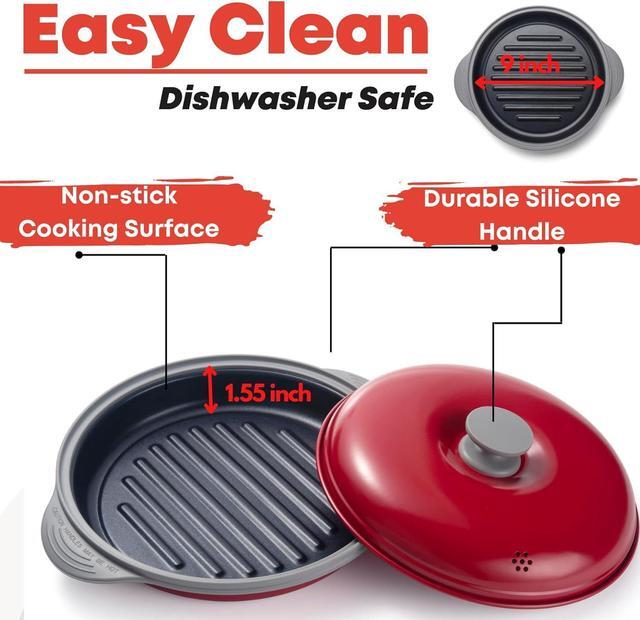 Alt view image 5 of 6 - MACONEE Microwave Grill Pan | Microwave Griller, Griddle & Crisper Pan with Lid for Grilling, Browning, and Crisping Foods Microwave Cookware for Grill Meat, Sandwich & Vegetable inside a Microwave