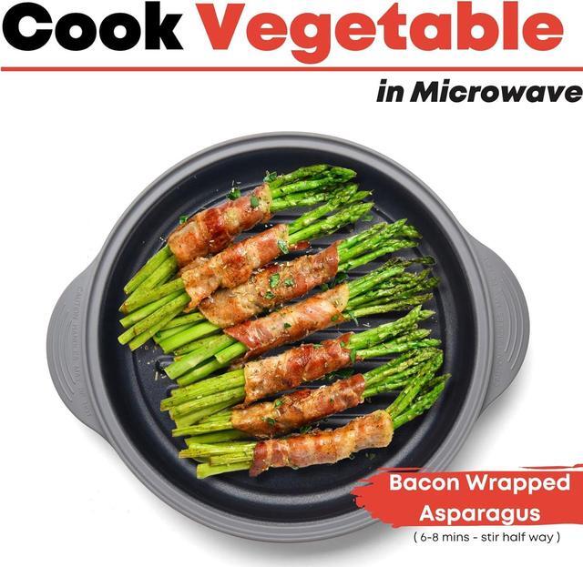 Alt view image 4 of 6 - MACONEE Microwave Grill Pan | Microwave Griller, Griddle & Crisper Pan with Lid for Grilling, Browning, and Crisping Foods Microwave Cookware for Grill Meat, Sandwich & Vegetable inside a Microwave