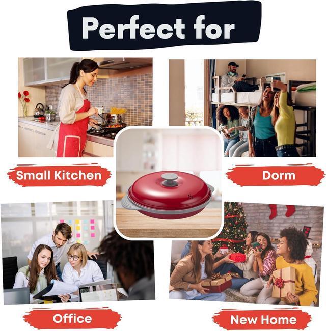 Alt view image 6 of 6 - MACONEE Microwave Grill Pan | Microwave Griller, Griddle & Crisper Pan with Lid for Grilling, Browning, and Crisping Foods Microwave Cookware for Grill Meat, Sandwich & Vegetable inside a Microwave