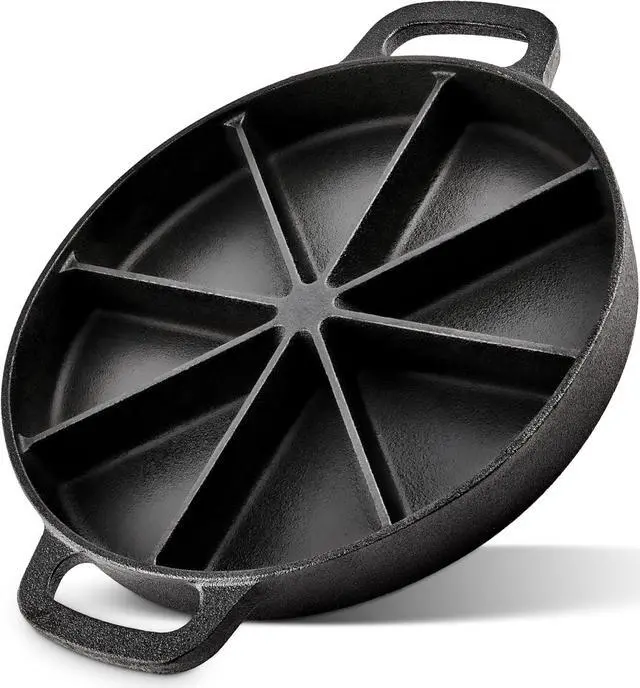 Main image of Modern Innovations Classic Cast Iron Wedge Pan, Non-Stick Cornbread Skillet with Easy Transport Handles, 8 Slice Divided Cast Iron Baking Pan for Scones, Biscuits, Breads & Desserts