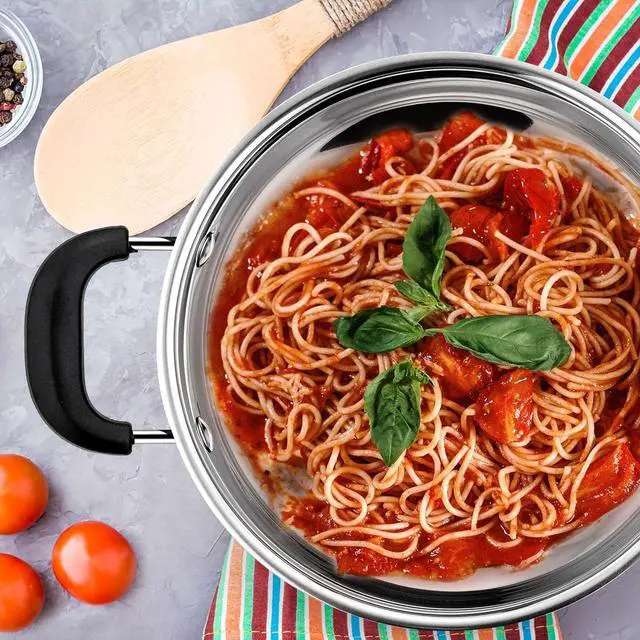 Alt view image 7 of 7 - LIANYU 4QT Stock Pot, Stainless Steel Soup Pasta Pot with See-Through Lid, Heavy Duty Stockpot for Strew Simmer Boiling, Heat-proof Handle, Dishwasher Safe