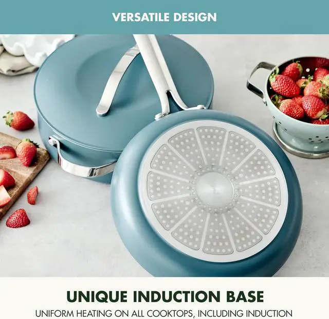 Alt view image 6 of 7 - GreenPan Nova 10 Frying Pan Skillet and 4.37QT Sauté Pan with Lid, Oprahs Favorite Things 2024, PFAS-Free Ceramic Nonstick, Induction Suitable, Sear, Fry, Broil, Dishwasher & Oven Safe, Deep Teal