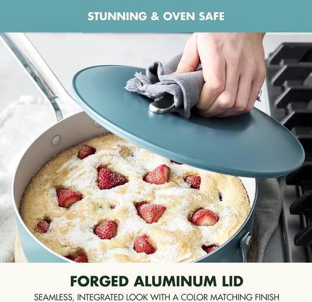 Alt view image 7 of 7 - GreenPan Nova 10 Frying Pan Skillet and 4.37QT Sauté Pan with Lid, Oprahs Favorite Things 2024, PFAS-Free Ceramic Nonstick, Induction Suitable, Sear, Fry, Broil, Dishwasher & Oven Safe, Deep Teal