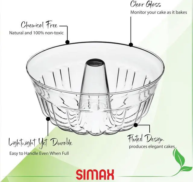 Alt view image 3 of 7 - Simax Clear Glass Fluted Bundt Cake Pan | Heat, Cold, and Shock Proof, 2.1 Quart (8.4 Cups), Made in Europe, Great for Ring Cakes, Puddings, Desserts, Monkey Bread, and More, Dishwasher Safe