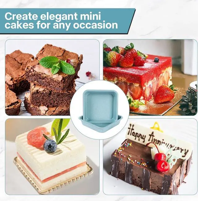 Alt view image 5 of 7 - 2 Pcs 8 x8 Baking Pan, Nonstick Cake Baking Pan for Cakes Lasagna Brownies, 8 inch Cake Pan Square for Baking Roasting Serving, Even Heating, Easy to Clean, Durable Quality, Light Blue