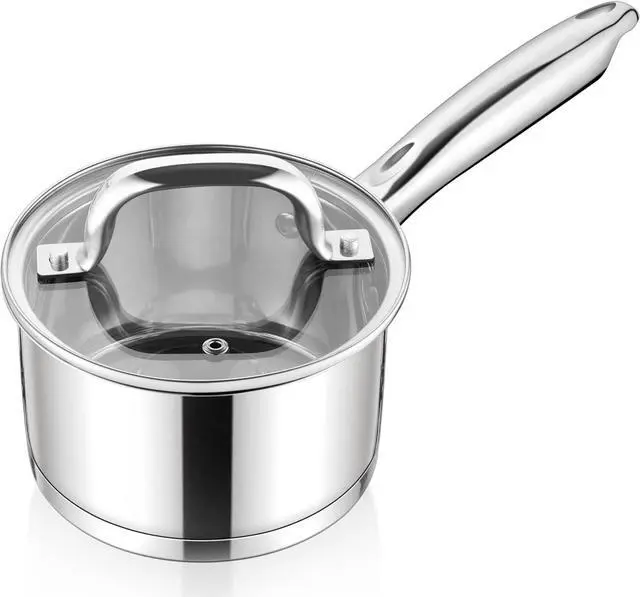 Main image of E-far 1 Quart Saucepan with Lid, Stainless Steel Small Sauce Pan Boiling Pot for Cooking, Compatible with All Stoves, Healthy & Non Toxic, Oven & Dishwasher Safe