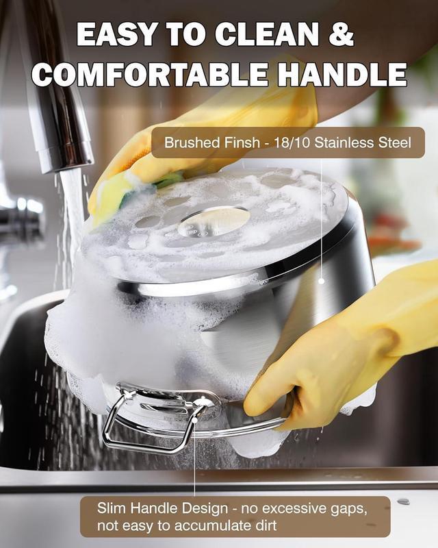 Alt view image 5 of 7 - Cooks Standard Kitchen Cookware Sets Stainless Steel, Professional Pots and Pans Include Saucepan, Sauté Pan, Stockpot with Lids, 8-Piece, Silver
