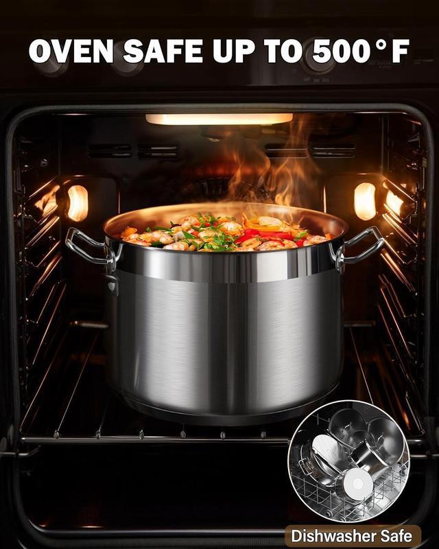 Alt view image 6 of 7 - Cooks Standard Kitchen Cookware Sets Stainless Steel, Professional Pots and Pans Include Saucepan, Sauté Pan, Stockpot with Lids, 8-Piece, Silver