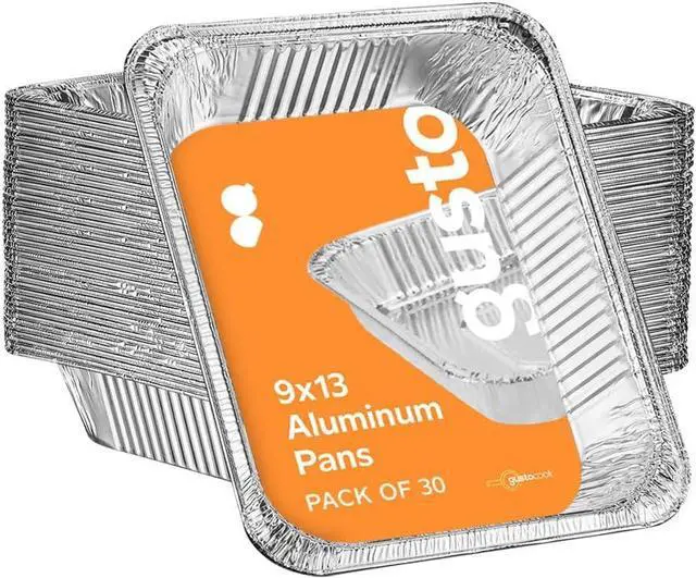 Main image of GUSTO [30 Count 9x13 Inch Aluminum Pans, Half-Size Deep Steam Foil Pans, Tin Pans Disposable - Pans for Baking, Cooking, Heating, Storing, and Food Prepping (Formerly Comfy Package)