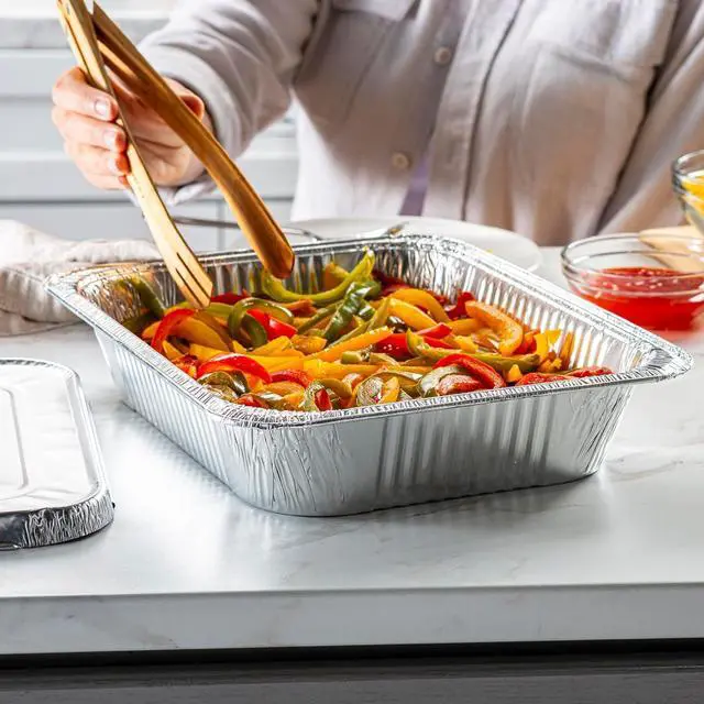 Alt view image 3 of 7 - GUSTO [30 Count 9x13 Inch Aluminum Pans, Half-Size Deep Steam Foil Pans, Tin Pans Disposable - Pans for Baking, Cooking, Heating, Storing, and Food Prepping (Formerly Comfy Package)