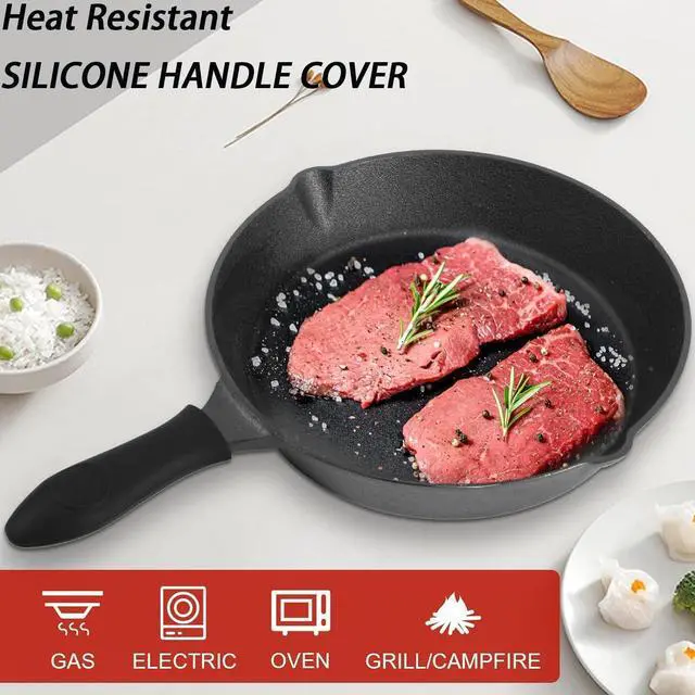 Alt view image 3 of 6 - Pre-Seasoned Cast Iron Skillet 3 piece Cast Iron Frying Pan set with Heat-Resistant Handles - 6 inch, 8 inch and 10 inch Cast Iron Set, For Frying, Saute, Pizza, Oven Safe (Black)
