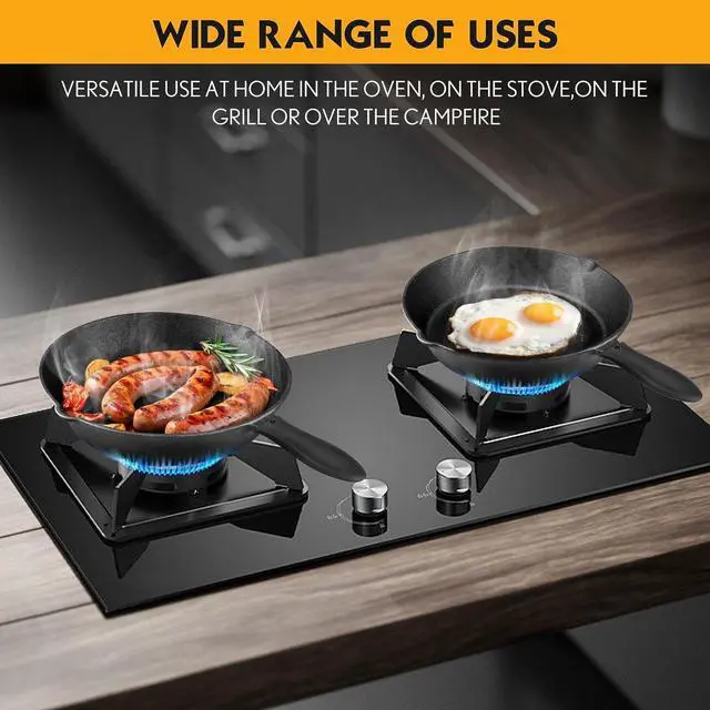 Alt view image 4 of 6 - Pre-Seasoned Cast Iron Skillet 3 piece Cast Iron Frying Pan set with Heat-Resistant Handles - 6 inch, 8 inch and 10 inch Cast Iron Set, For Frying, Saute, Pizza, Oven Safe (Black)