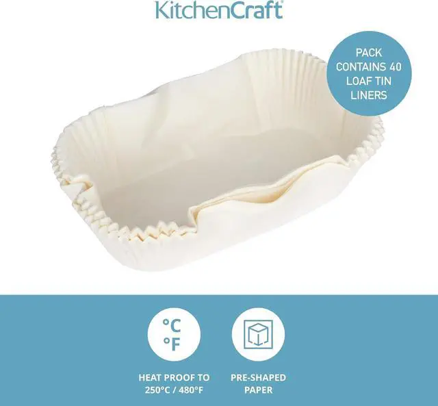 Alt view image 2 of 7 - KitchenCraft Loaf Tin Liners, Non Stick, Cake and Bread Tin, 20 x 9 cm, Pack of 40 Liners, White