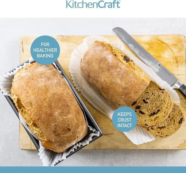 Alt view image 5 of 7 - KitchenCraft Loaf Tin Liners, Non Stick, Cake and Bread Tin, 20 x 9 cm, Pack of 40 Liners, White