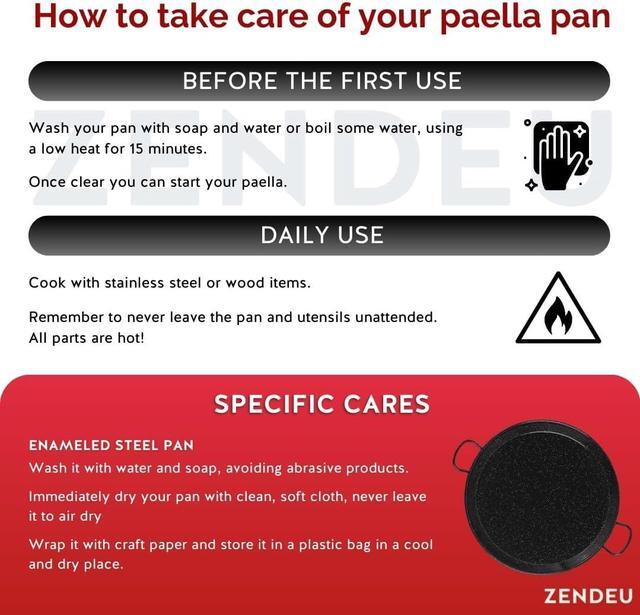 Alt view image 4 of 7 - Paella Pan 18 inch - Enameled Steel Paella Pan, Made in Spain - Easy Cleaning - Enameled Steel, 18 in - 46 cm (12 Servings) Cook your own Spanish Paella