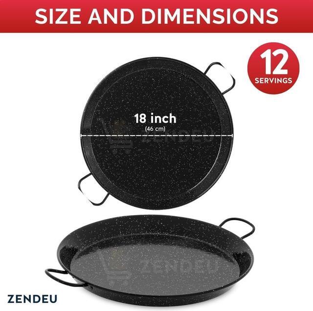 Alt view image 6 of 7 - Paella Pan 18 inch - Enameled Steel Paella Pan, Made in Spain - Easy Cleaning - Enameled Steel, 18 in - 46 cm (12 Servings) Cook your own Spanish Paella