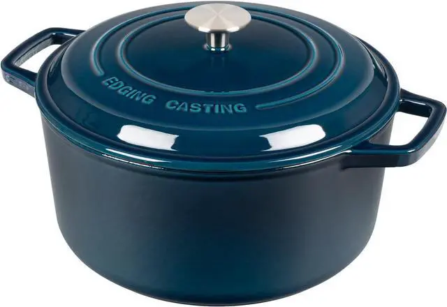 Alt view image 2 of 7 - Enameled Cast Iron Dutch Oven Pot with Lid for Bread Baking, Cooking, Bread Oven, 7.5 Quart, Blue