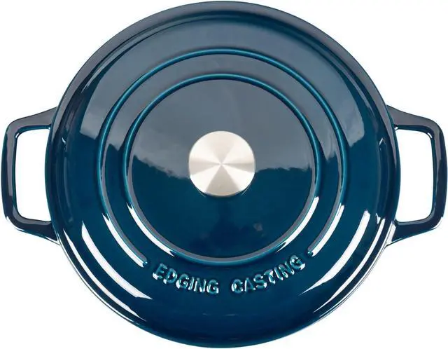 Alt view image 7 of 7 - Enameled Cast Iron Dutch Oven Pot with Lid for Bread Baking, Cooking, Bread Oven, 7.5 Quart, Blue