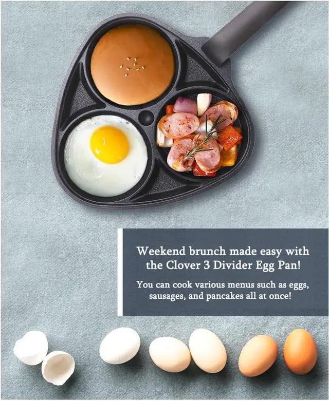 Alt view image 4 of 4 - Kitchen Flower Cookin Clover 3 Divider Non Stick Egg Frying Pan (22cm x 21cm)