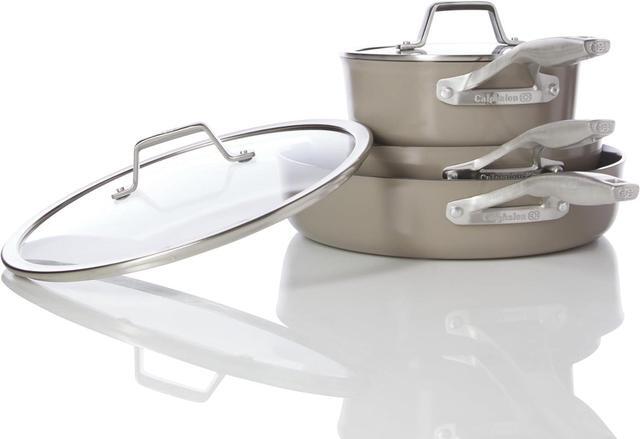 Alt view image 4 of 7 - Calphalon® Premier Ceramic Nonstick 5-Piece Cookware Set, Mushroom Grey