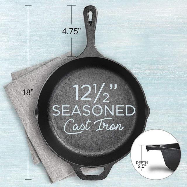 Alt view image 2 of 7 - Fresh Australian Kitchen 12" Cast Iron Skillets Nonstick - Pre Seasoned Frying Pan Cookware Pan for Cooking