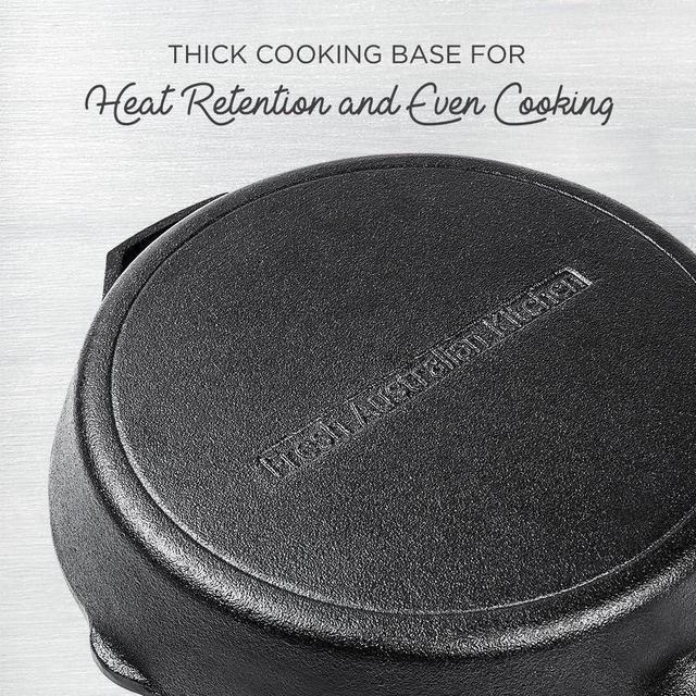 Alt view image 3 of 7 - Fresh Australian Kitchen 12" Cast Iron Skillets Nonstick - Pre Seasoned Frying Pan Cookware Pan for Cooking