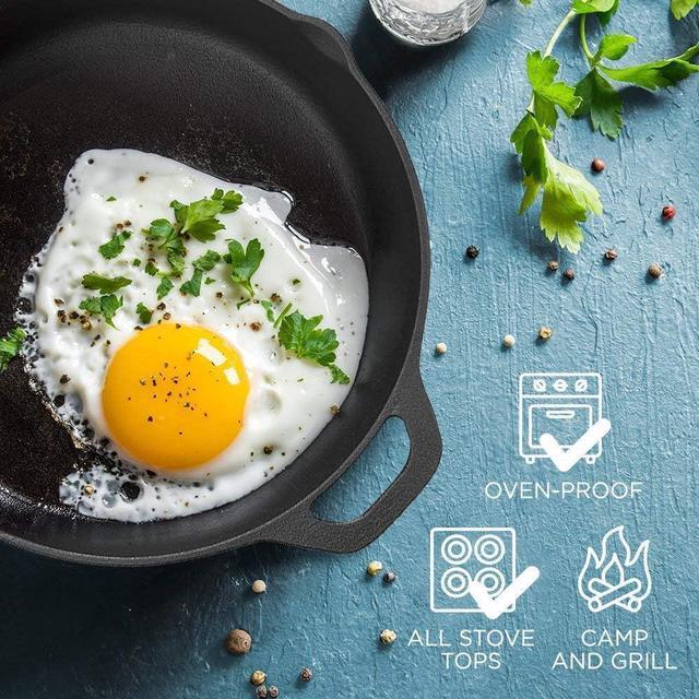 Alt view image 6 of 7 - Fresh Australian Kitchen 12" Cast Iron Skillets Nonstick - Pre Seasoned Frying Pan Cookware Pan for Cooking