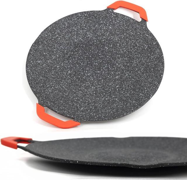 Main image of Non-Stick Aluminum Korean Grill Pan 13 Inch Camp Fire BBQ Natural Material 6 Layer Coating Griddle Pan Induction Gas Stove Electric Cooktop Silicone Mitts Heat Resistant 1 Pair