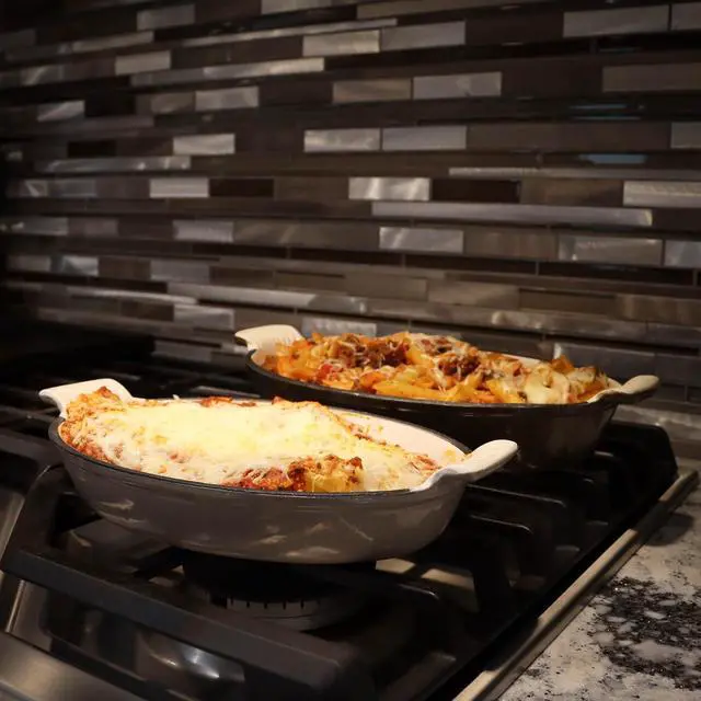 Alt view image 6 of 6 - Lot45 Enameled Cast Iron Baking Pan Set - 3pk Oval Shaped Glazed Oven Dish Casserole Cookware for Lasagna and Hotdish