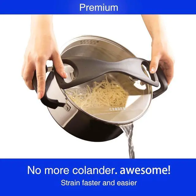 Alt view image 2 of 6 - Stainless Steel Cookware Pasta Pot by Cyrder 3 Quart, Strainer in Glass Lid, Two Side Spouts, Capsule Bottom Stock Pot, Durable & dishwasher safe