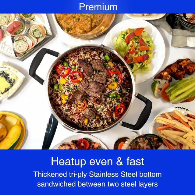 Alt view image 4 of 6 - Stainless Steel Cookware Pasta Pot by Cyrder 3 Quart, Strainer in Glass Lid, Two Side Spouts, Capsule Bottom Stock Pot, Durable & dishwasher safe