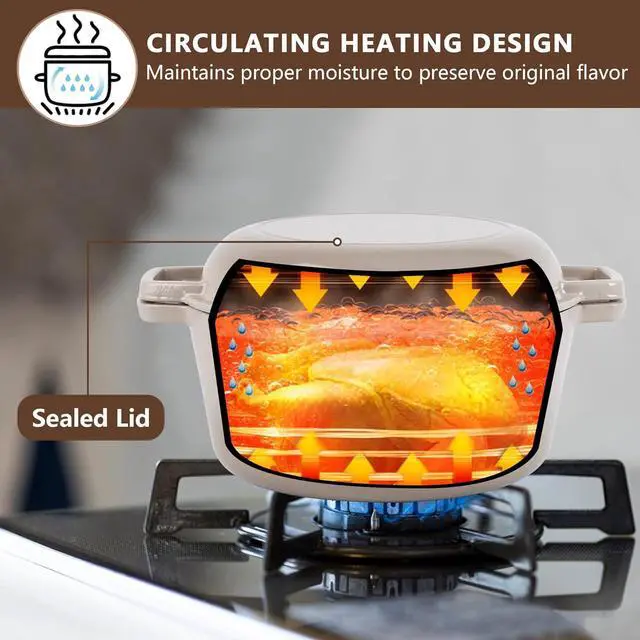 Alt view image 7 of 7 - E-far 5 Quart Enameled Cast Iron Dutch Oven, 2 in 1 Dutch Oven Pot with Skillet Lid and Silicone Bread Sling, Ideal for Bread Baking, Cooking, Stewing, Frying, Induction & Oven Safe - Khaki