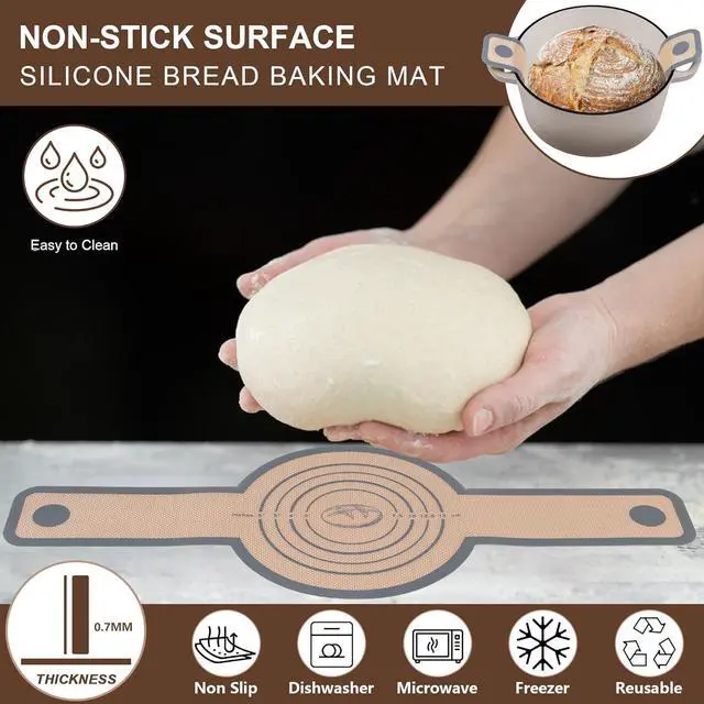 Alt view image 4 of 7 - E-far 5 Quart Enameled Cast Iron Dutch Oven, 2 in 1 Dutch Oven Pot with Skillet Lid and Silicone Bread Sling, Ideal for Bread Baking, Cooking, Stewing, Frying, Induction & Oven Safe - Khaki