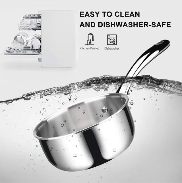 Alt view image 6 of 7 - Duxtop Whole-Clad Tri-Ply Stainless Steel Saucepan with Lid, 1.6 Quart, Kitchen Induction Cookware