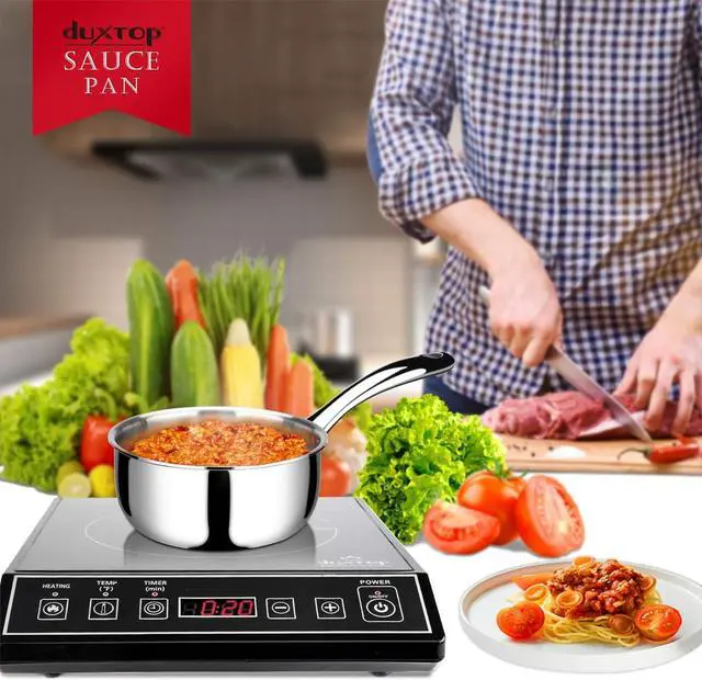 Alt view image 7 of 7 - Duxtop Whole-Clad Tri-Ply Stainless Steel Saucepan with Lid, 1.6 Quart, Kitchen Induction Cookware