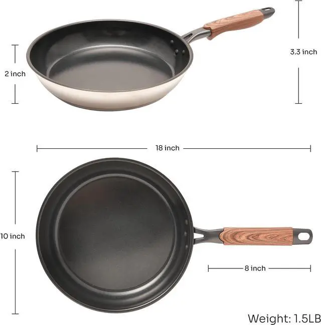 Alt view image 2 of 7 - ZHANG XIAO QUAN SINCE 1628 Non Toxic Stainless Steel Pan, Ceramic Coated Frying Pan, Omelette Pan Nonstick, Nonstick Frying Pan 9.5 Inch, Works on Induction, Electric Stove and Gas Cooktops