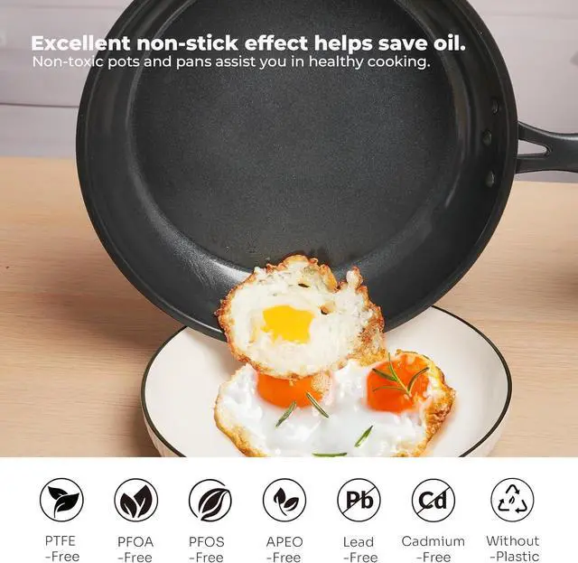 Alt view image 5 of 7 - ZHANG XIAO QUAN SINCE 1628 Non Toxic Stainless Steel Pan, Ceramic Coated Frying Pan, Omelette Pan Nonstick, Nonstick Frying Pan 9.5 Inch, Works on Induction, Electric Stove and Gas Cooktops