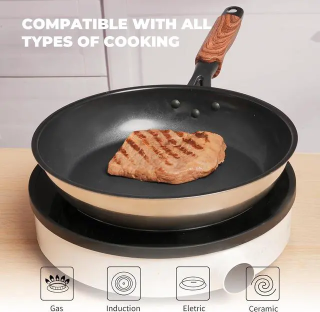 Alt view image 7 of 7 - ZHANG XIAO QUAN SINCE 1628 Non Toxic Stainless Steel Pan, Ceramic Coated Frying Pan, Omelette Pan Nonstick, Nonstick Frying Pan 9.5 Inch, Works on Induction, Electric Stove and Gas Cooktops