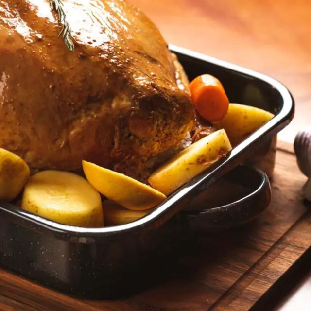 Alt view image 2 of 6 - Granite Ware Open Roasting Pan with Flat Rack (Speckled Black) - Accommodates up to 25 lb poultry or roast.