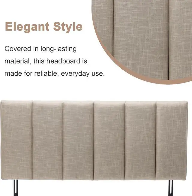 Alt view image 5 of 7 - HAOBO Home Upholstered Headboard Foldable King Size Headboards Eastern King/California King Linen Panel with Height Adjustments